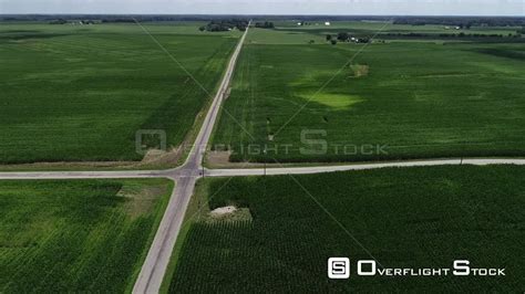 Overflightstock™ Rural Road Through Corn Fields In Summer Indiana