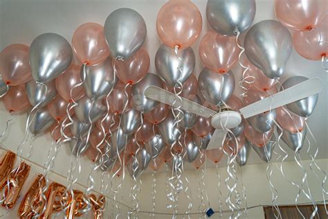 Rosegold Balloon Decoration Surprise With Silver And Rose Gold Balloons