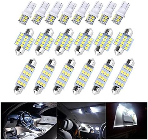 20PCS Car Interior Lights Soft Bright White 6500K LED Bulbs