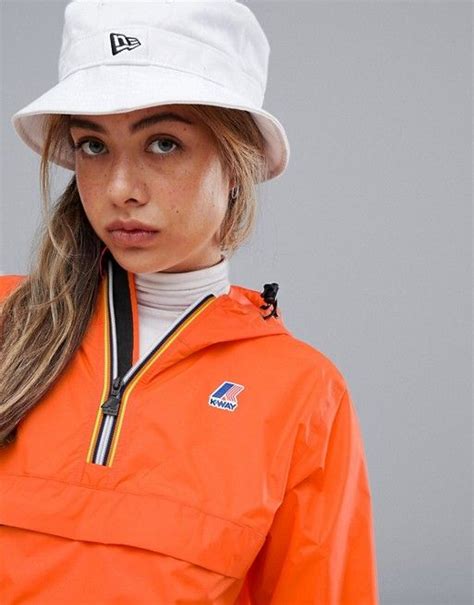 K Way K Way Le Vrai 3 0 Leon Waterproof Pullover Jacket In Orange