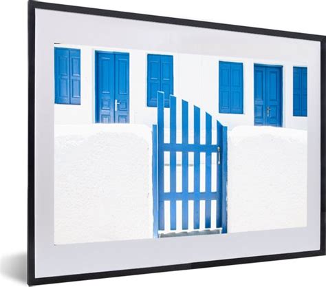 Fotolijst Incl Poster Architectuur Hek Wit Blauw Deuren