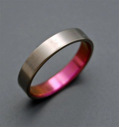 Pink Lady In Satin Titanium Wedding Bands By Minterandrichterdes