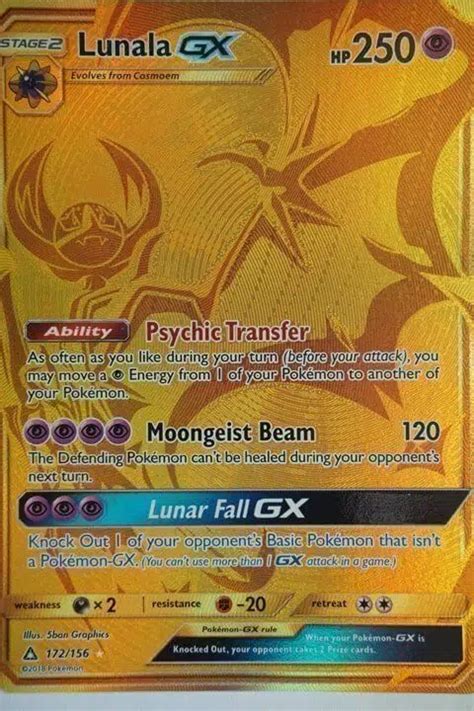 Lunala GX 172 156 Gold Secret Pocket Monster