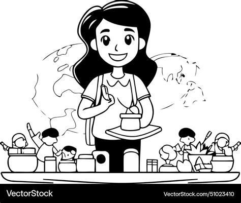 Cartoon Of A Woman Holding Pot With Pottery Vector Image