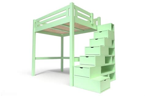 Lit Mezzanine Adulte Bois Escalier Cube Hauteur R Glable Alpage