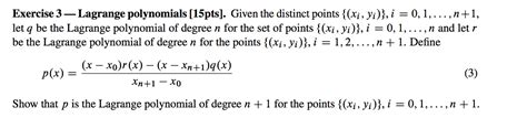 Lagrange Polynomials Given The Distinct Points