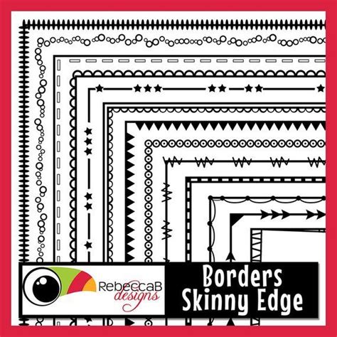 Skinny Edge Borders Clip Art Set Skinny Borders Black Line Etsy In