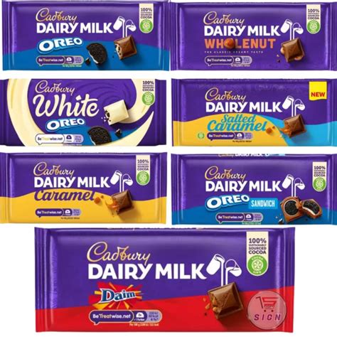 CADBURY DAIRY MILK Chcolate Bars 120g Whole Nut Oreo White Caramel Oreo