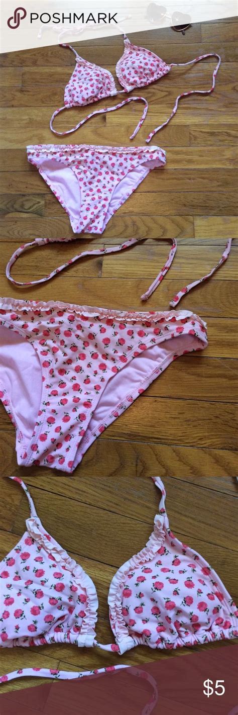 Rose Bikini This Bikini Has Pink Roses On A Light Pink Background And