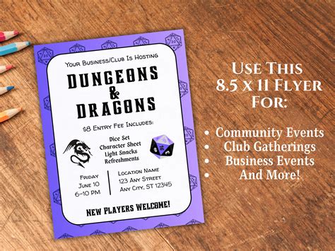 Dungeons And Dragons Flyer Dnd Game Flyer Dungeons And Dragons Game