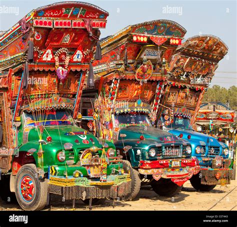 Brightly colored trucks in Islamabad, Pakistan Stock Photo - Alamy