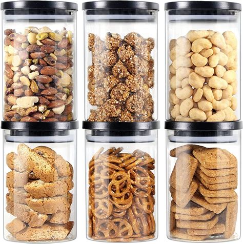 Ecoevo Large Kitchen Air Tight Glass Jars 6 Pack 26oz Food Storage Containers With Stackable