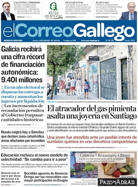 Periódico El Correo Gallego España Periódicos De España Edición De