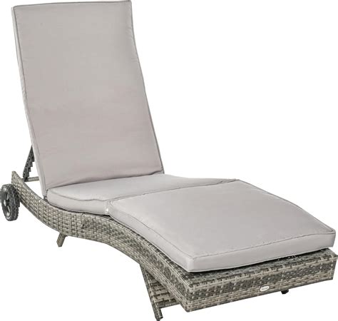 Outsunny Sdraio Da Giardino In Rattan Pe Lettino Prendisole Con