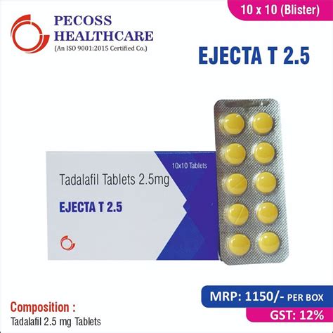 EJECTA T2 5 2 5 Mg Tadalafil Tablets At Rs 1150 Per Box Cialis In