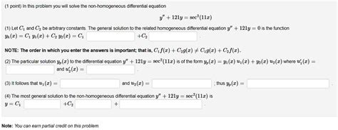 Solved Point In This Problem You Will Solve The Non Homogeneous