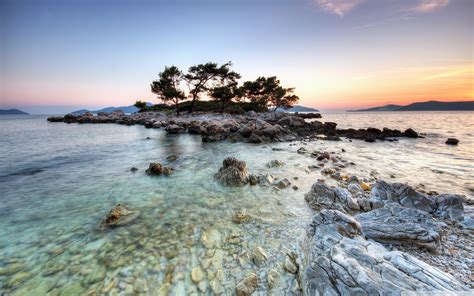 Wallpaper Landscape Sunset Sea Bay Rock Shore Sand Beach