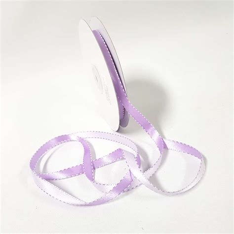 Satin Stitch Ribbon 10mm Orchid White Desflora