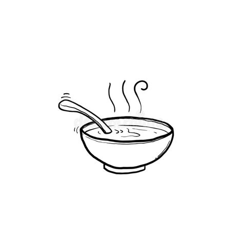 Tigela De Sopa Quente Cone De Rabisco Desenhado Manualmente Desenho