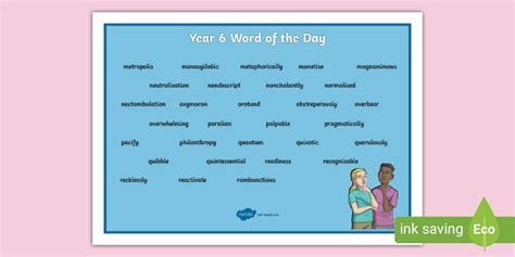 Year 6 Word Of The Day Word Mat Teacher Made