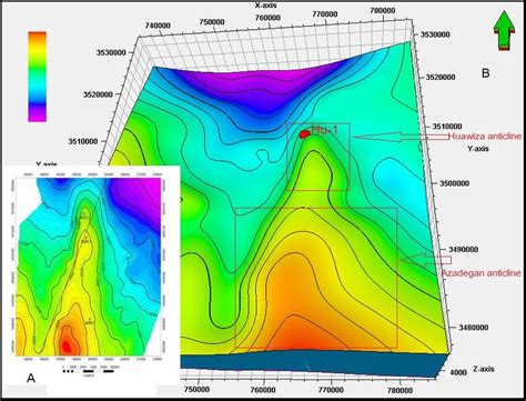 A Top Mishrif Depth Map B Top Mishrif Hypothetical Depth Model Of