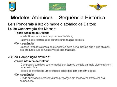 Modelos Atmicos Sequncia Histrica Modelos Atmicos devem Explicar