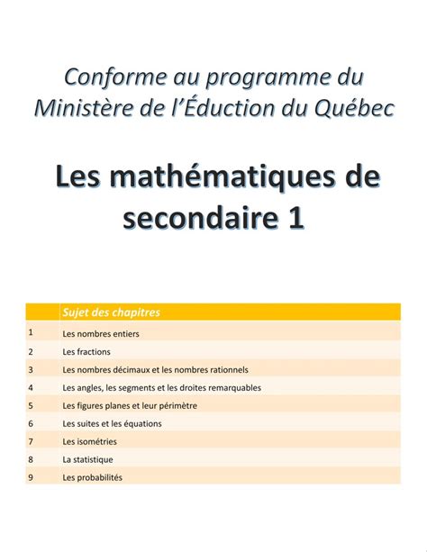 Programme Pour R Ussir Ses Maths Du Secondaire Hipimath C Est