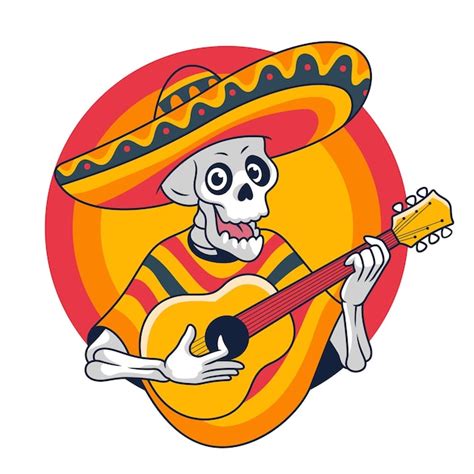 Mascota De Dibujos Animados De Calavera Mexicana Vector Premium