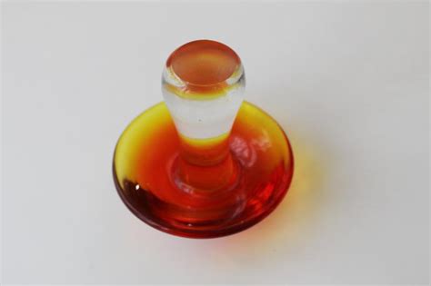 Vintage Viking Glass Mushroom Paperweight Amberina Red Orange Shaded Color