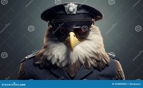 Photorealistic Police Officer Eagle A Solapunk Iconic Pop Culture Reference Stock Illustration