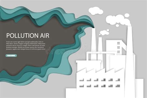 Pollution Air Web Banner Template Vector Paper Cut Illustration Stock