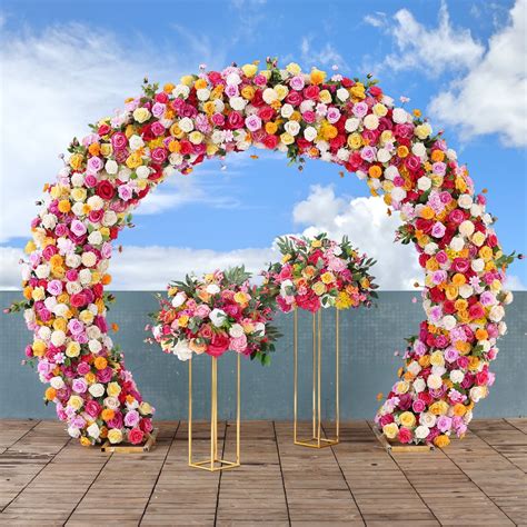 Wedding Backdrop Flower Stand Decorations Colorful Artificial Floral ...