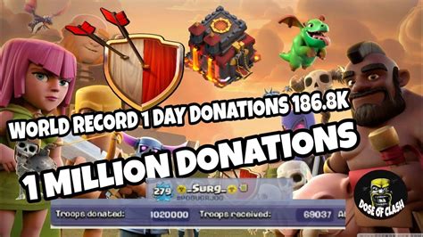 1 Day Donating World Record 1 Million Donations Clash Of Clans Youtube