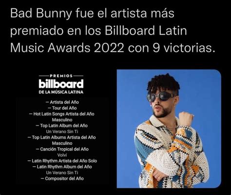 Bad Bunny Sigue Reinando En Los Premios Billboard