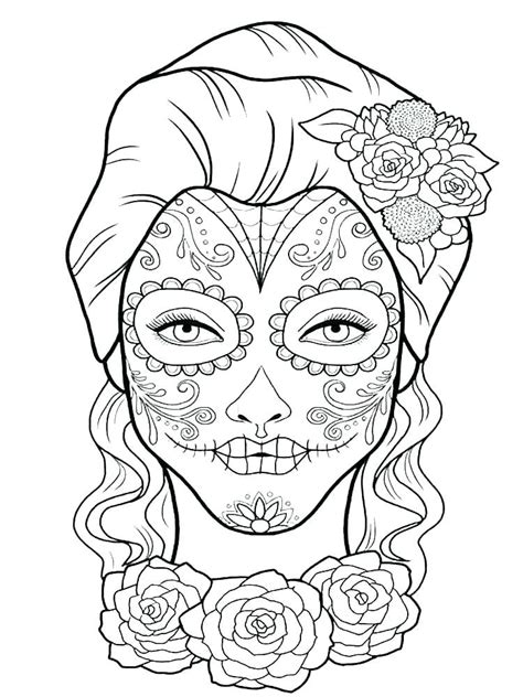 Day Of The Dead Mask Coloring Page at GetColorings.com | Free printable ...