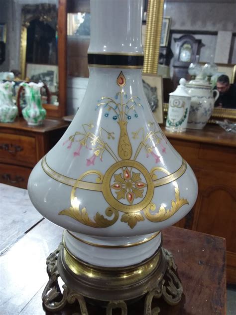 Proantic Paire De Lampe à Pétrole En Porcelaine époque Fin XIXème