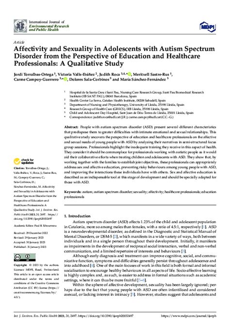 Pdf Affectivity And Sexuality In Adolescents With Autism Spectrum Disorder From The