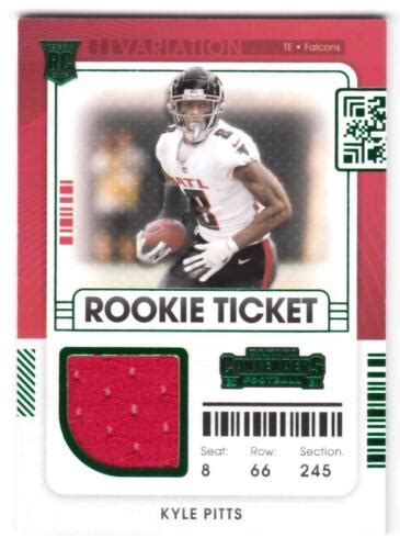 Kyle Pitts Panini Contenders Rookie Ticket Swatch Variation Green