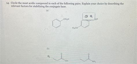 Solved 4 Circle The Most Acidic Compound In Each Of The