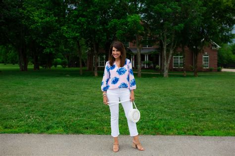 Floral Blouse White Jeans Cyndi Spivey