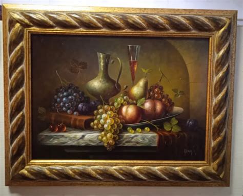 Herdin Radtke Huile Sur Toile Sign E Nature Morte Au Raisin Tableau