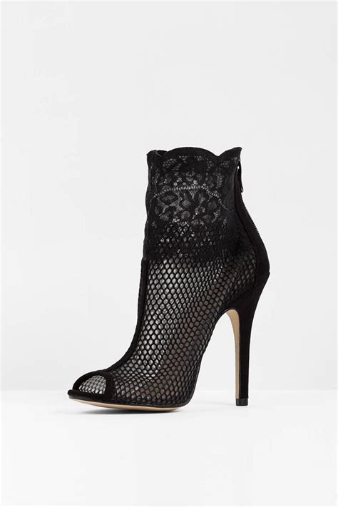 Jeopardy Mesh Peep Toe Booties In Black Tobi Us