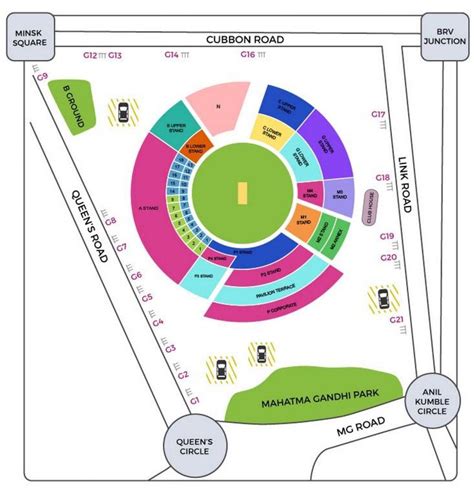 Bangalore stadium map - Bangalore cricket stadium map (Karnataka - India)