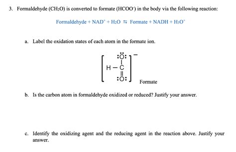 Solved Formaldehyde Ch2o Is Converted To Formate Hcoo−in