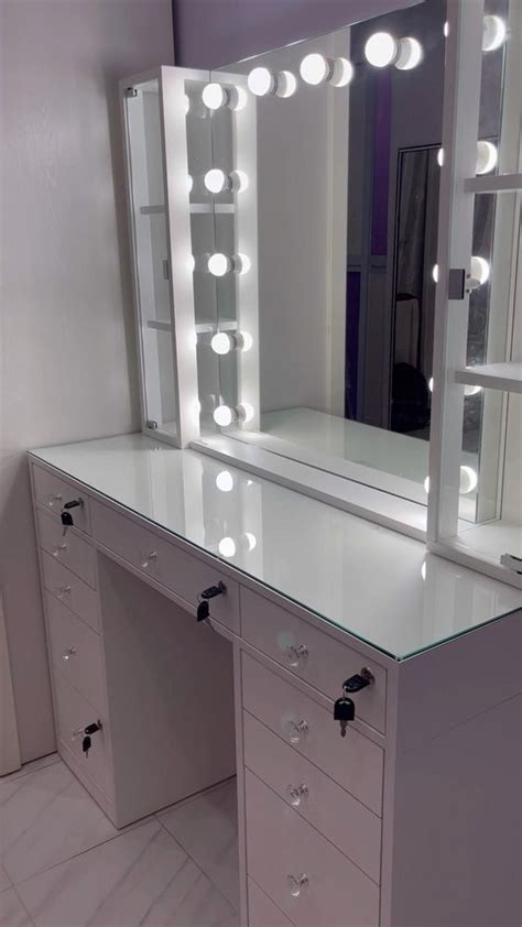 White Vanity with Lights and Drawers for Bedroom Makeover