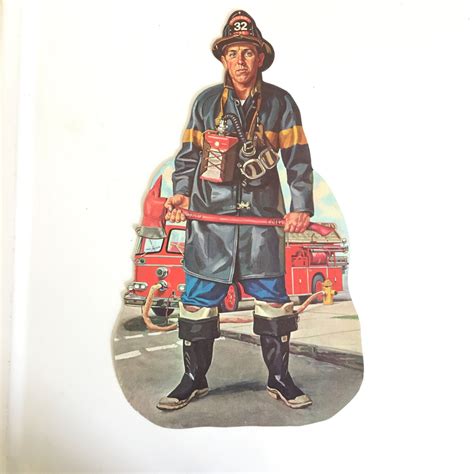 Vintage 50s Firefighter Cutout Cardboard Ephemera Illustration