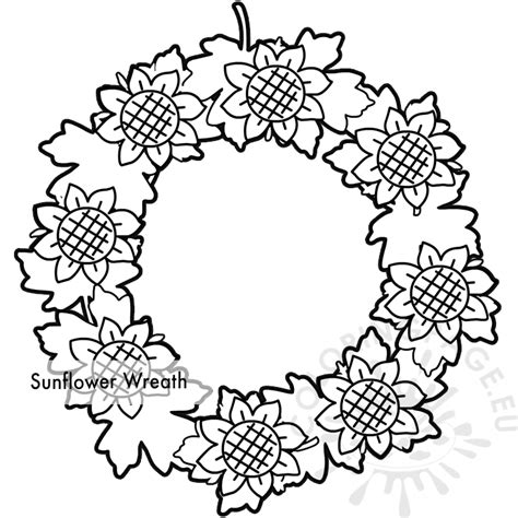 Fall Sunflower Wreath printable | Coloring Page