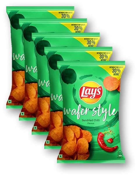 Lays Potato Chips Wafer Style Sundried Chili Flavour 52g Unique