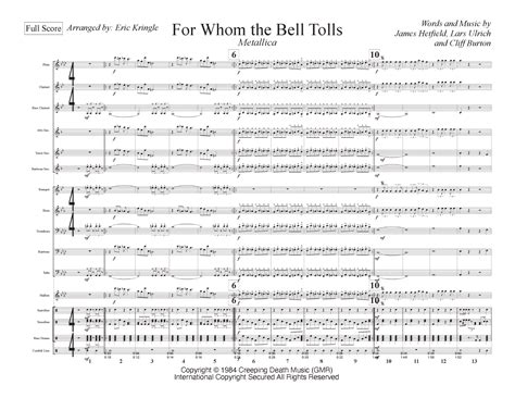 For Whom The Bell Tolls Arr Eric Kringle By Metallica Sheet Music