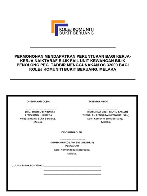 Kertas Kerja Mohon Peruntukan Naik Taraf Bilik Fail Pdf